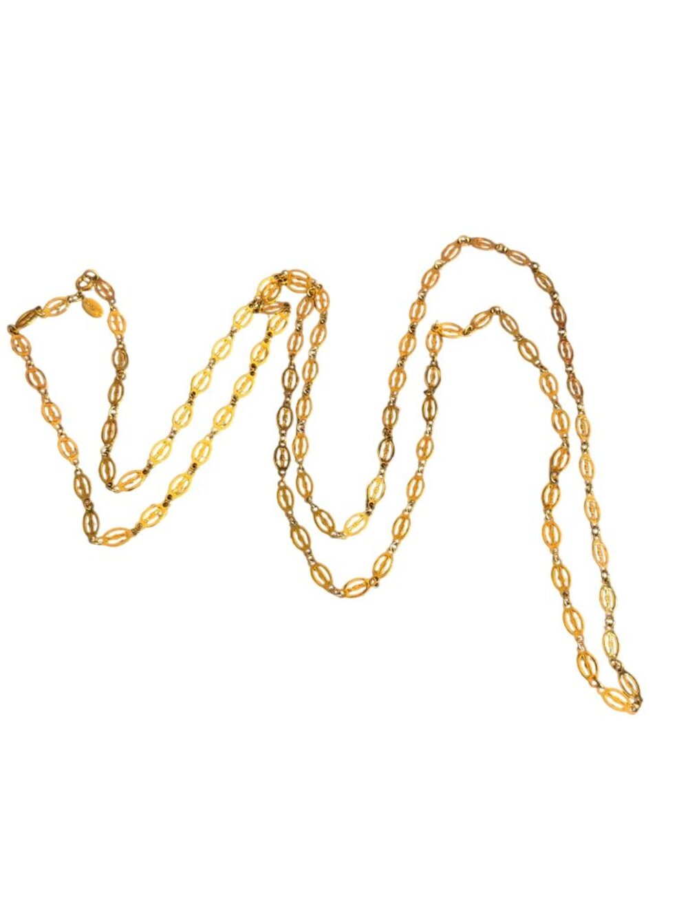Vintage Park Lane Gold Tone Oval Link Long Necklace 54" Double Triple Estate